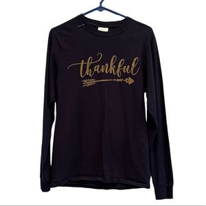 Women’s Navy Long Sleeve Thankful t-shirt Size S